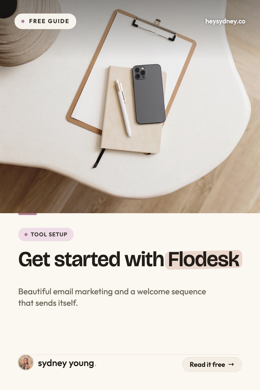 Pinterest pin, Get started with Flodesk