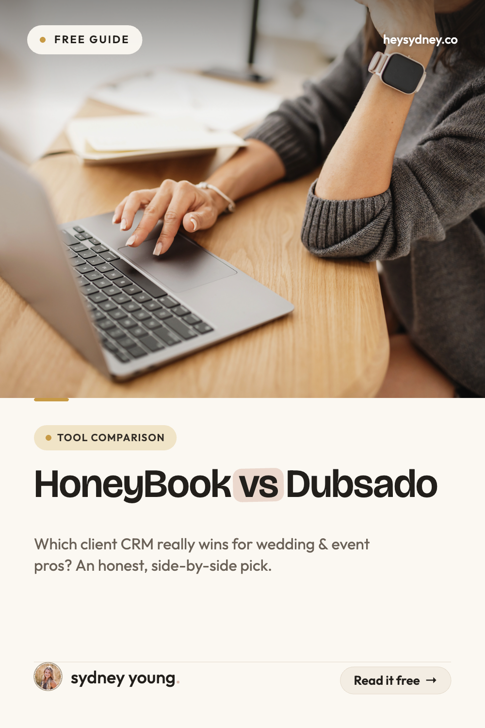 Pinterest pin, HoneyBook vs Dubsado