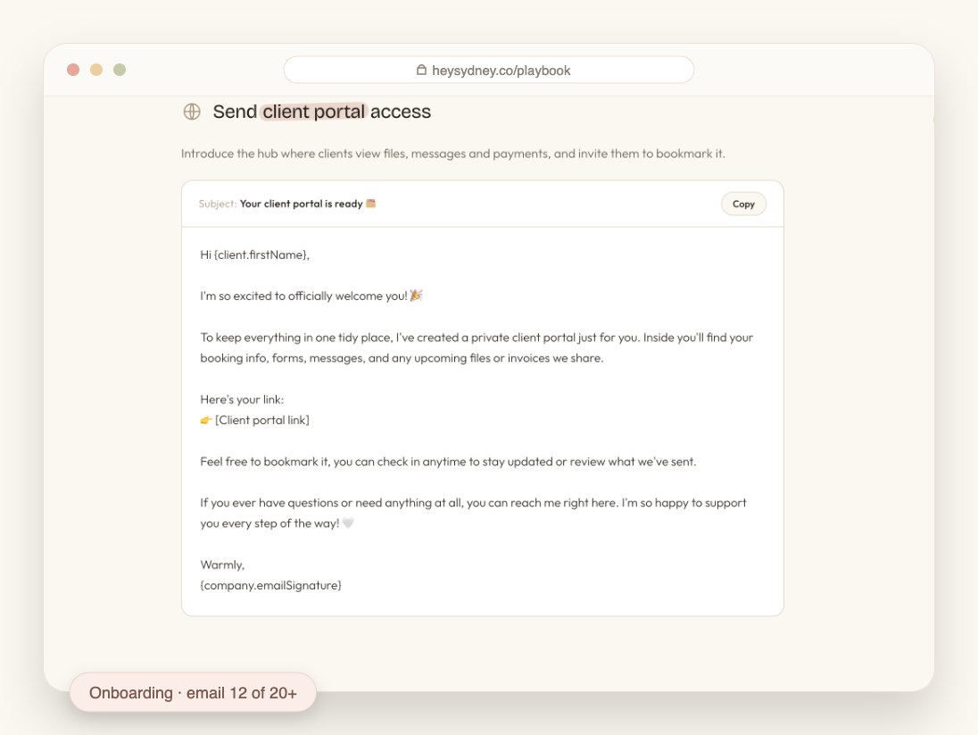 A done-for-you client email inside the Blueprint